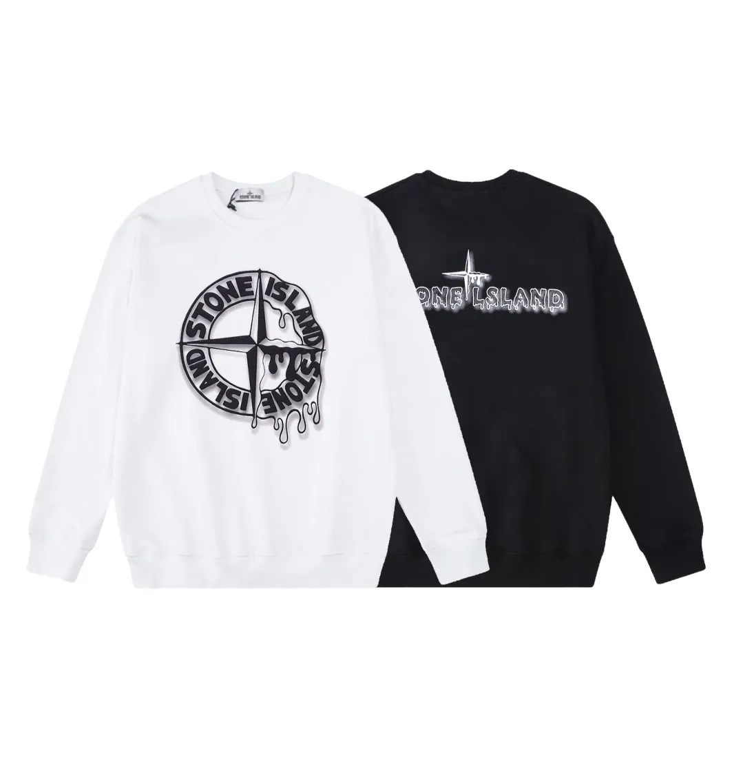 W812#P160💰 Stone Island Stone Island melting compass logo printed round neck long-sleeved sweatshirt! Versatile base round neck sweatshirt for couples! Simple armband design, customized 1*1 thread (fine texture), 380g double-strand large terry fabric, very good quality, foreign trade craftsmanship, respect the original version! The threads at the cuffs and hem are all original bartacks! The time-consuming and material consumption distinguishes the ordinary version on the market! Tops worn by celebrities from all walks of life on INS, can be matched with couple styles!  Color: Black White Size: M-XXL